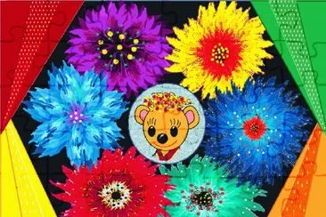 MissTeddy among Painted Flowers jigsaw puzzle