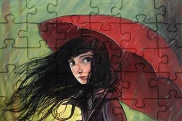 niÃ±a con paraguas jigsaw puzzle