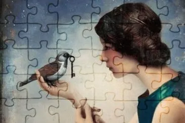niÃ±a con ave jigsaw puzzle