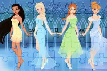 פאזל של Pocahontas Elsa Anna Cinderella