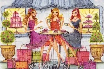 פאזל של amis tomando cafe
