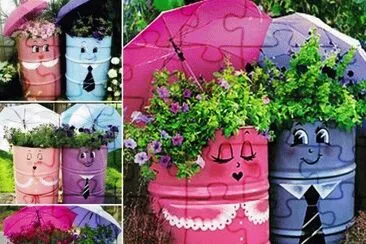 Metal Drum Planters