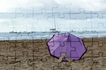Purple Parasol by the Sea