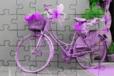 Pink Vintage Bike with Lace Decor jigsaw puzzle