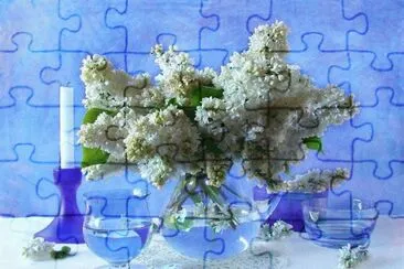 White Lilacs in Glass-Art