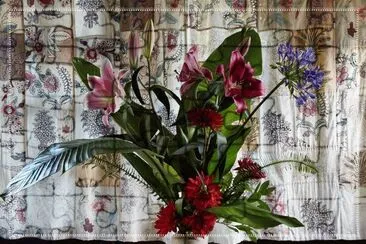 Floral Arrangement Against Textile Backdrop jigsaw puzzle