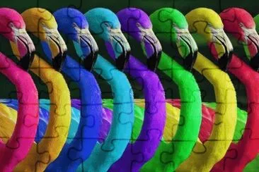 Rainbow Flamingos jigsaw puzzle