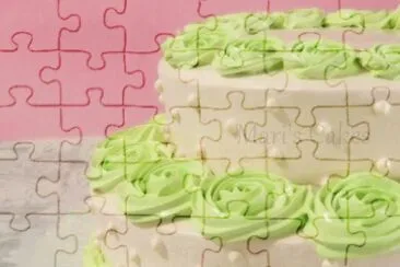 pastel blanco con verde