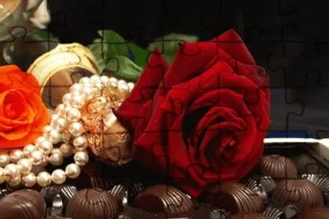 פאזל של Romantic Chocolate, Pearls and Roses
