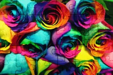 Dye Dipped Rainbow Roses jigsaw puzzle