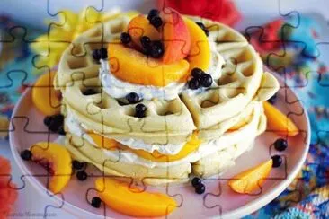 Delicious Peach Coconut Waffles jigsaw puzzle