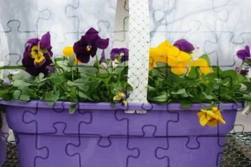 Pretty Purple Pansy Basket jigsaw puzzle