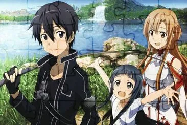 sao kirito, asuna y yui jigsaw puzzle
