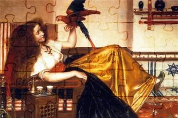 V. Cameron Prinsep- Woman Reclining with a Parrot