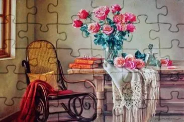 bodegon flores y mecedora jigsaw puzzle