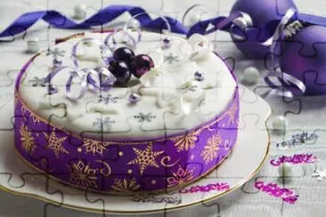 Purple and White Christmas Cake jigsaw puzzle