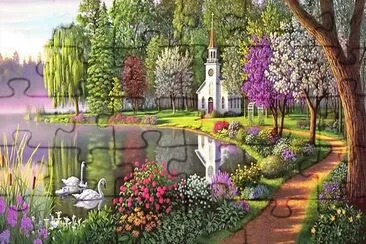 lago con cisnes jigsaw puzzle