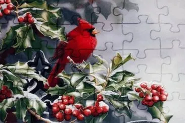 Cardinal and Berries jigsaw puzzle