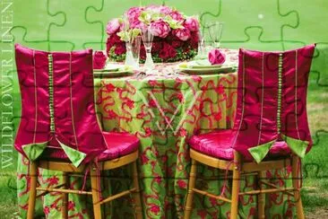 Elegant Fuchsia and Citron Table Linen jigsaw puzzle