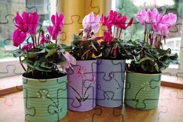 Decorated Tin Cans for Flower Pots-Craft jigsaw puzzle