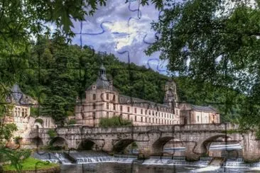 france_brantome_dordogne_bridge_castle_ jigsaw puzzle