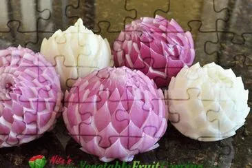 Purple and White Carved Onion Flowers jigsaw puzzle