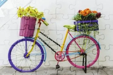 Flowers-on-Bicycle jigsaw puzzle