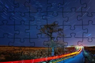 Star trail tree traffic jigsaw puzzle