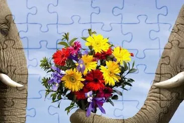 Elefantes-flores-ramo.jpg jigsaw puzzle