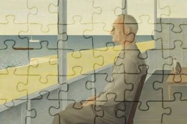 Alex Colville: Man on verandah 1953