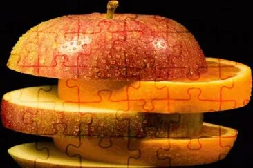 Manzana-Naranja-Cortadas jigsaw puzzle