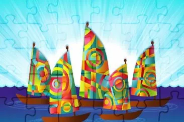 Botes de Vela-Colorido jigsaw puzzle