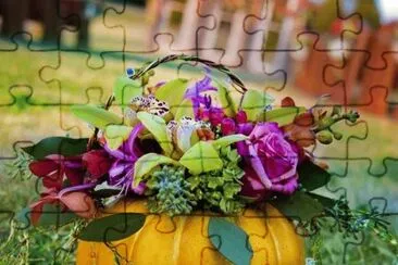 Exotic Floral Arrangement in a Pumpkin jigsaw puzzle