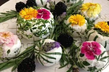 Goat Cheese Topped with Edible Flowers