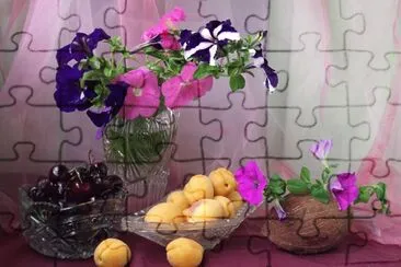 Gorgeous Flowers and Fruits-Still Life jigsaw puzzle