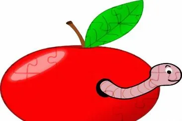 פאזל של Manzana- Frutas,Gusano.