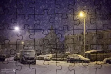 Night snow