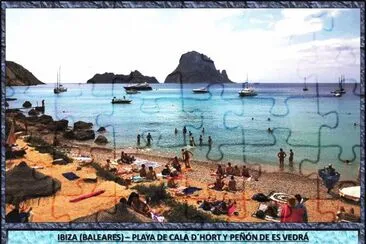 IBIZA (BALEARES) â€“ PLAYA DE CALA DÂ´HORT Y PEÃ‘Ã“N DE ES VEDRÃ jigsaw puzzle