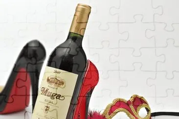 Vibrant Red Sequin Shoe Wine Holder jigsaw puzzle
