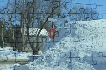 Snow as high as the stop sign!    L jigsaw puzzle