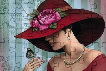 Lady with Butterfly jigsaw puzzle