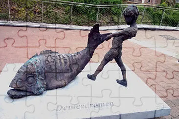 jongen met vis jigsaw puzzle