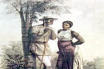 Obra negro e negra em uma fazenda