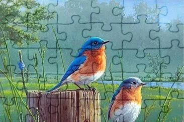 Pajaritos en tronco jigsaw puzzle