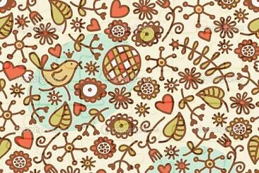 פאזל של Hojas, Flores, Corazones y PÃ¡jaros