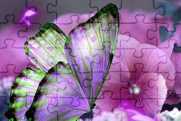 פאזל של Mariposa Lila con Flor