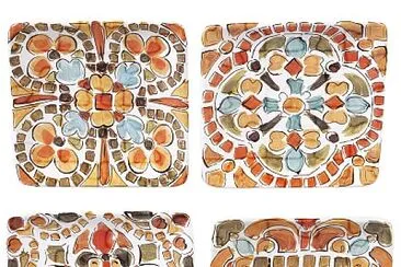 פאזל של colorful plates, pottery fall colors