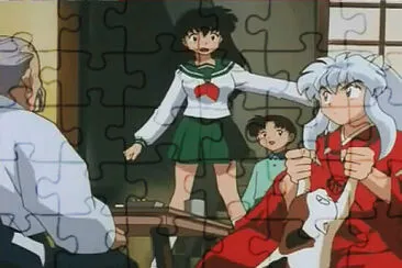 kagome se sorprende al ver a inuyasha en su casa jigsaw puzzle