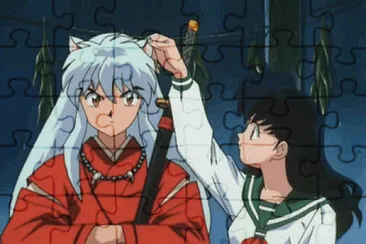 kagome le toca las orejas a inuyasha inuyasha jigsaw puzzle