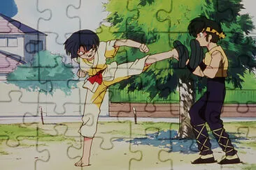 ryoga ayuda a akane a a entrenar ranma ova 1/2 jigsaw puzzle